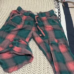 Fat Face Pink and Green Plaid Pants and dark green matching top, New